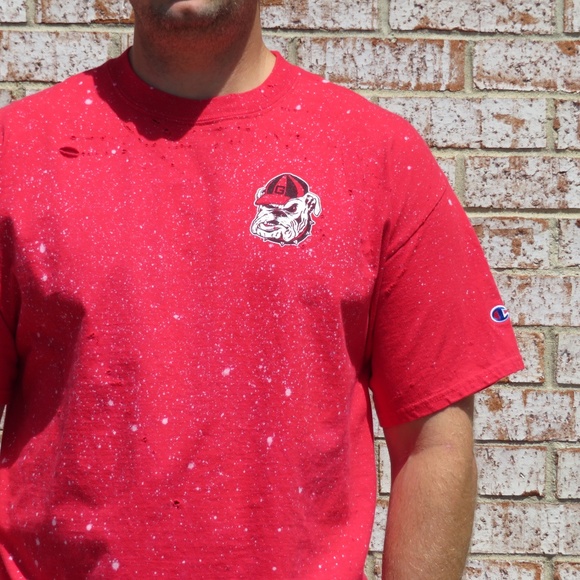 Georgia Bulldogs Champion Custom Bleach Tee sz XL - Picture 3 of 5